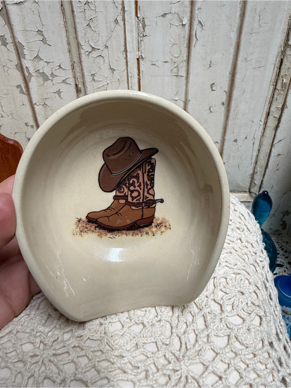 Vintage Cowboy Boot & Hat Ceramic Spoon rest - Home & Party 2004